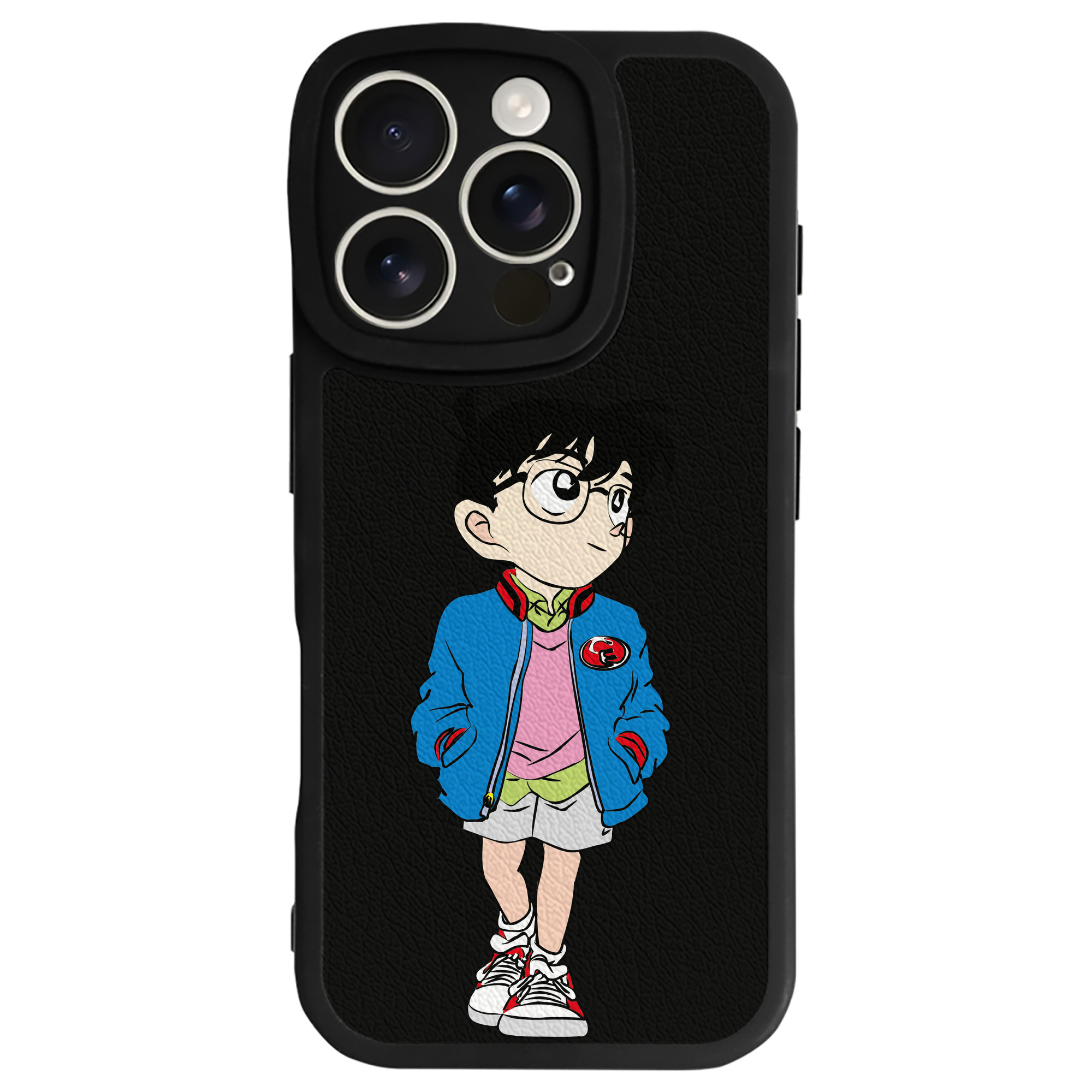 （画像用） 名探偵コナン 江戸川 コナン Detective Conan Conan Edogawa 【iPhone 16シリーズ対応】シリコンスマホケース（レザー調） 材質：シリコン